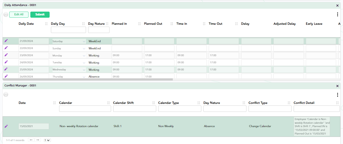 Automatic attendance calculation