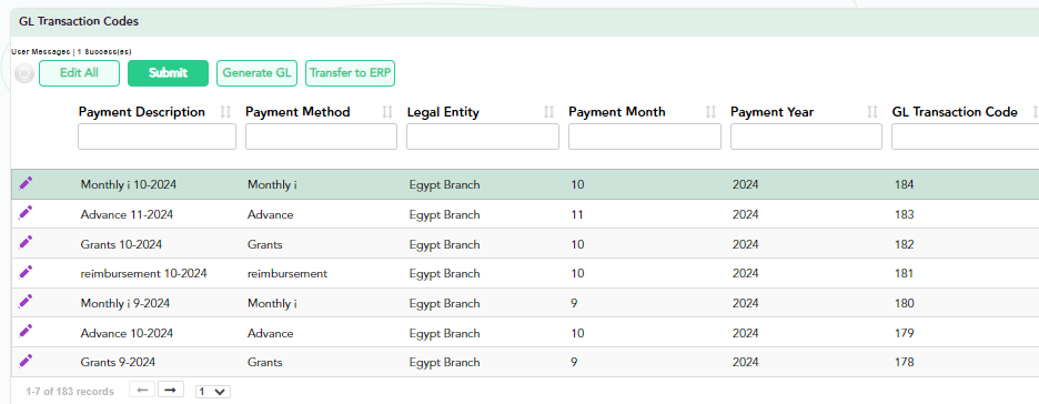 General ledger integration