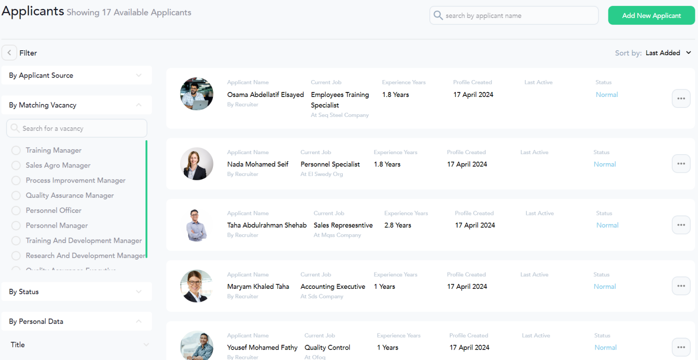 Applicant pipeline